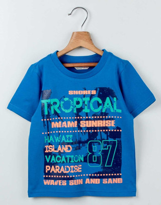 Beebay Boys Printed T Shirt(Blue, Pack of 1)