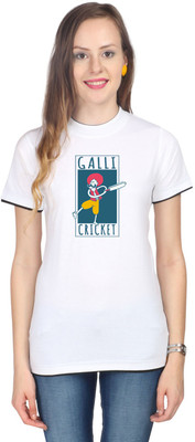 Campus Sutra Printed Women's Round Neck White T-Shirt