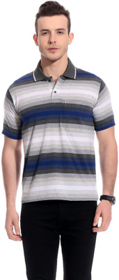 TAB91 Striped Men's Polo Neck Multicolor T-Shirt