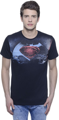 Dawn of Justice Printed Men's Round Neck Black T-Shirt