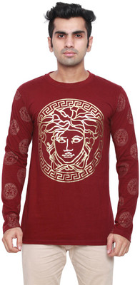 DDI Printed Men's Round Neck Maroon T-Shirt