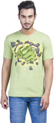 Avengers Printed Men' Round Neck Green T-Shirt, Leaf green