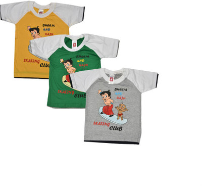 Indirang Boys Printed T Shirt(Multicolor, Pack of 3