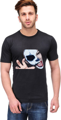 Trendster Printed Men' Round Neck Black T-Shirt