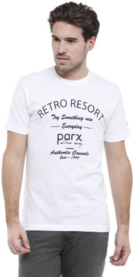Parx Printed Men's Round Neck White T-Shirt 
Parx Printed Men's Round Neck White T-Shirt