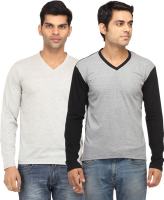 Leana Solid Men's V-neck Grey, Grey T-Shirt(Pack of 2
Leana Solid Men's V-neck Grey, Grey T-Shirt(Pack of 2
