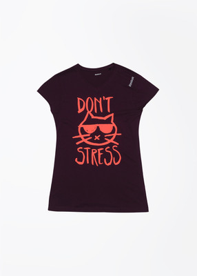 REEBOK Girls Printed T Shirt(Purple