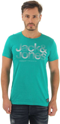 Jack & Jones Solid Men's Round Neck Green T-Shirt, Pepper green