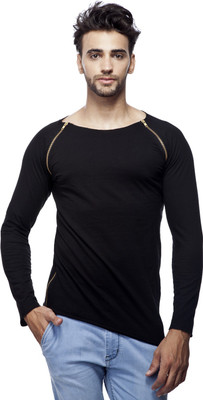 Fugazee Lifestyle Solid Men's Round Neck Grey T-Shirt, Charcoal
