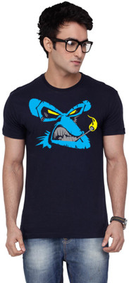 Inkovy Graphic Print Men's Round Neck Dark Blue T-Shirt, Navy