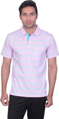 Proline Striped Men' Polo Neck Pink T-Shirt