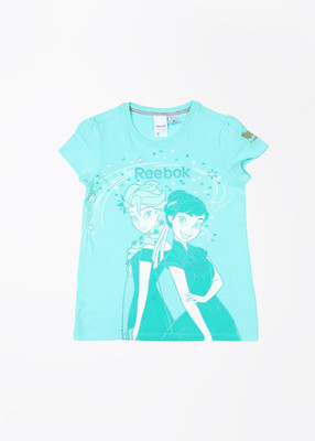 REEBOK Girls Printed T Shirt(Blue, Crystal blues s11-r traning