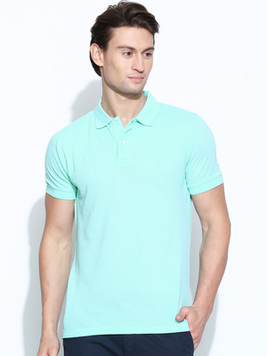 French Connection Solid Men's Polo Neck Blue T-Shirt, Aqua sky