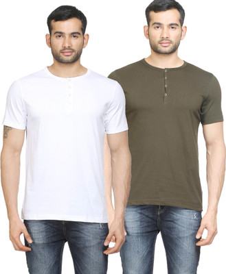 Poshuis Solid Men' Henley White, Dark Green T-Shirt(Pack of 2, Military green;white
Poshuis Solid Men' Henley White, Dark Green T-Shirt(Pack of 2, Military green;white