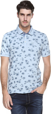 Octave Printed Men' Polo Neck Blue T-Shirt, Sky