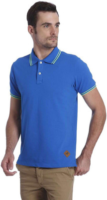 Jack & Jones Solid Men's Polo Neck Blue T-Shirt, Royal blue