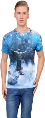 Can Can Graphic Print Men' Round Neck Multicolor T-Shirt, White