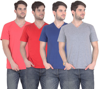 E'Hiose Solid Men's V-neck Multicolor T-Shirt(Pack of 4, Blue;carrot;grey;red
E'Hiose Solid Men's V-neck Multicolor T-Shirt(Pack of 4, Blue;carrot;grey;red