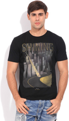Wrangler Printed Men's Round Neck Black T-Shirt