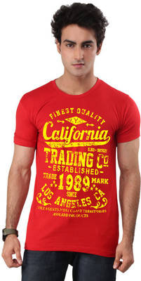 Inkovy Graphic Print Men's Round Neck Red T-Shirt