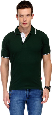 Scott International Solid Men' Polo Neck Green T-Shirt, Bottle green
