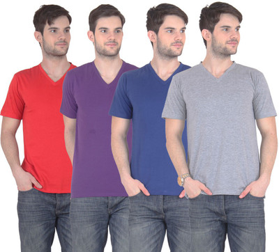 E'Hiose Solid Men's V-neck Multicolor T-Shirt(Pack of 4, Blue;grey;purple;red
E'Hiose Solid Men's V-neck Multicolor T-Shirt(Pack of 4, Blue;grey;purple;red