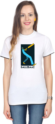 Campus Sutra Printed Women's Round Neck White T-Shirt
