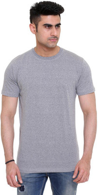 Colors & Blends Solid Men' Round Neck Grey T-Shirt