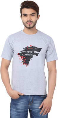 Weardo Printed Men's Round Neck Grey T-Shirt