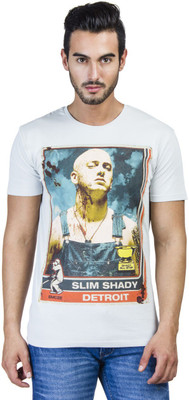 Eminem Printed Men' Round Neck Grey T-Shirt, Lt grey