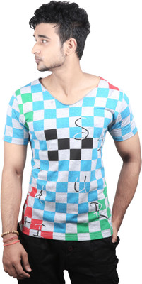 Spur Printed Men's V-neck Grey T-Shirt, Melange