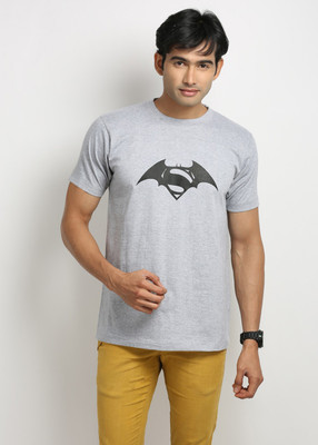 Weardo Printed Men's Round Neck Grey T-Shirt, Grey melange