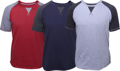 Poshuis Solid Men's Round Neck Red, Grey, Blue T-Shirt(Pack of 3, Blue;grey;red