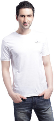 Crosscreek Solid Men' Round Neck White T-Shirt