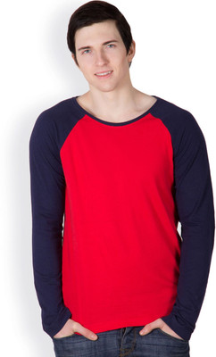 Rigo Solid Men's Round Neck Red, Blue T-Shirt