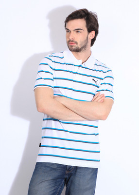 Puma Striped Men's Polo Neck Blue, White T-Shirt