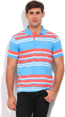 Wrangler Striped Men' Polo Neck Blue, Pink T-Shirt, Sky blue