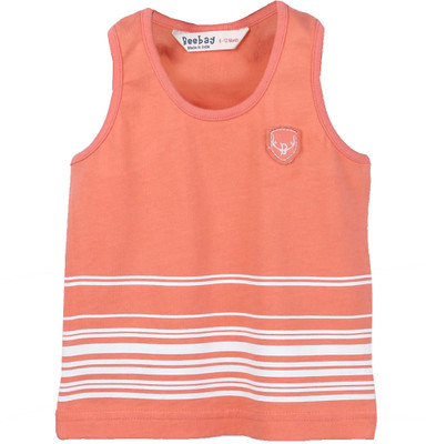 Beebay Boys Solid Cotton T Shirt(Orange, Pack of 1)