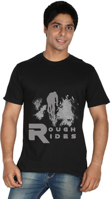 Trendster Printed Men' Round Neck Black T-Shirt
