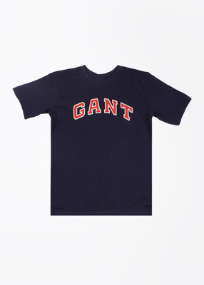 Gant Boys Solid Cotton T Shirt(Dark Blue, Pack of 1, Bl-35