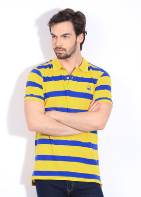 United Colors of Benetton. Striped Men's Polo Neck Yellow, Blue T-Shirt 
United Colors of Benetton. Striped Men's Polo Neck Yellow, Blue T-Shirt