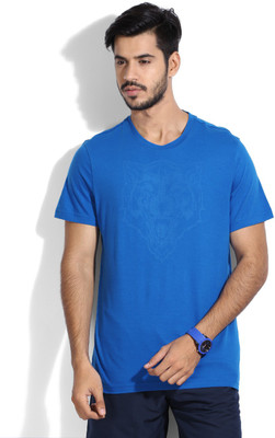 REEBOK Solid Men's Round Neck Blue T-Shirt, Bluspo