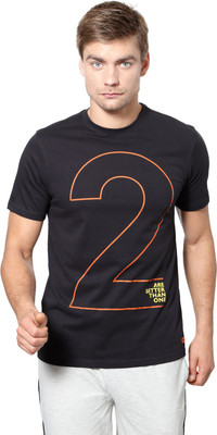 Ajile by Pantaloons Printed Men' Round Neck Grey T-Shirt, Dark grey