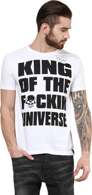 PUNK Printed Men's Round Neck White T-Shirt