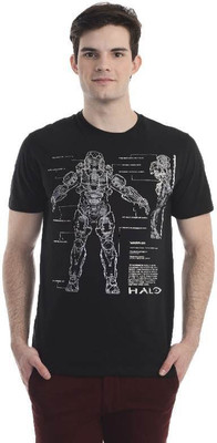 Halo 5 Printed Men's Round Neck Black T-Shirt
