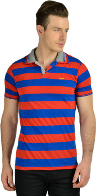 Ahhaaaa Striped Men's Polo Neck Red, Blue T-Shirt, Blue;red