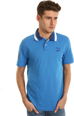 Puma Solid Men's Polo Neck Blue T-Shirt, French blue