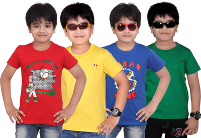 Dongli Boys Solid T Shirt(Multicolor, Pack of 4)