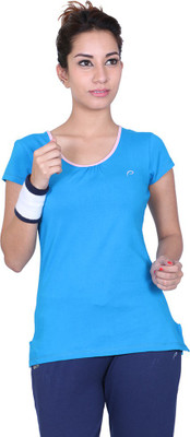 Proline Solid Women's Round Neck Blue T-Shirt