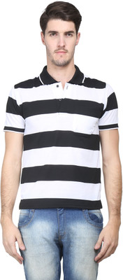 Vimal Striped Men' Polo Neck Black, White T-Shirt